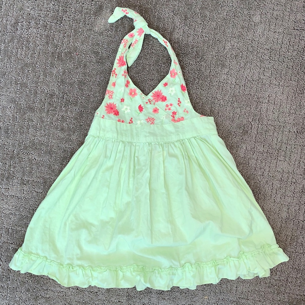 Janie & Jack lime & coral halter dress